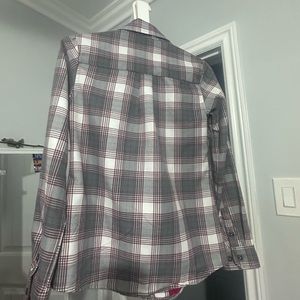 Plaid grey and red white flannel